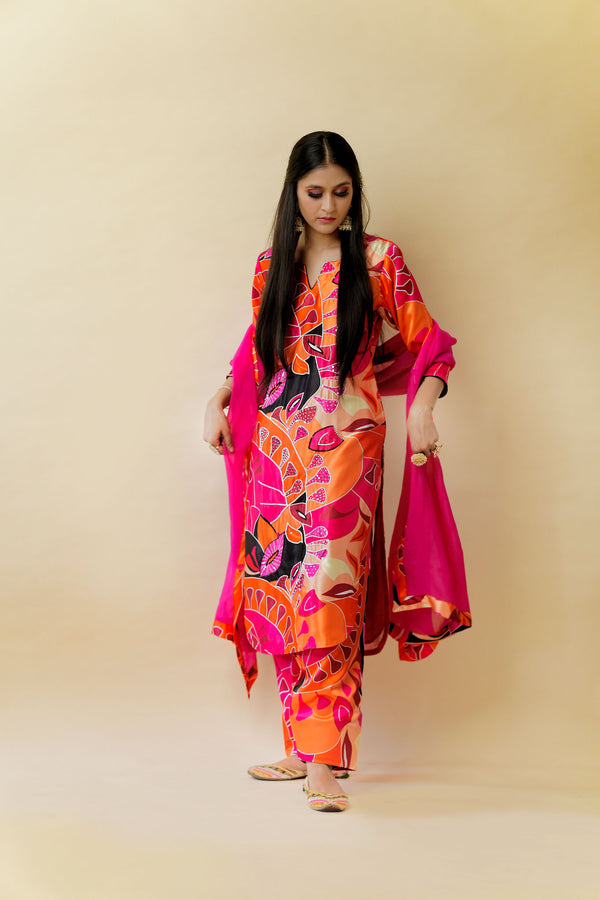 Protozoa Hand Embroidered Satin Silk Suit
