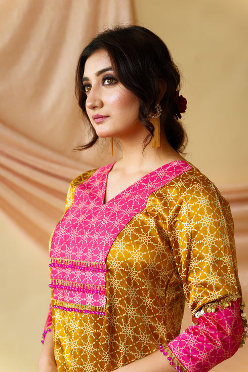 Bandhej Asymmetrical Salwar Set