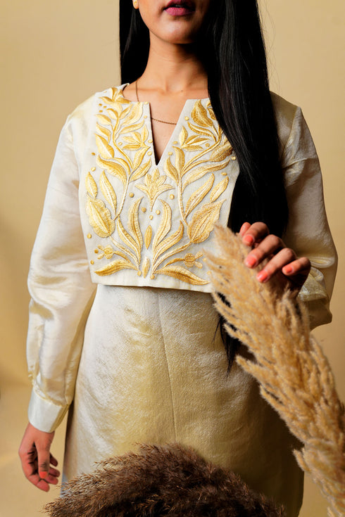 Organic Yoke Embroidered Kurta Set