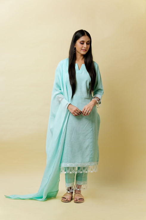 Lunar Pure Linen Comfort Suit, Powder Blue