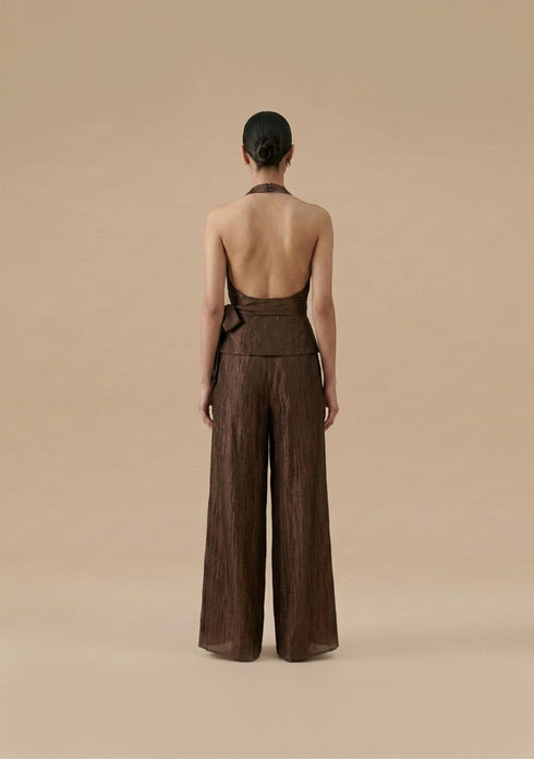 Sequined Halter Wrap Top and Trouser Set
