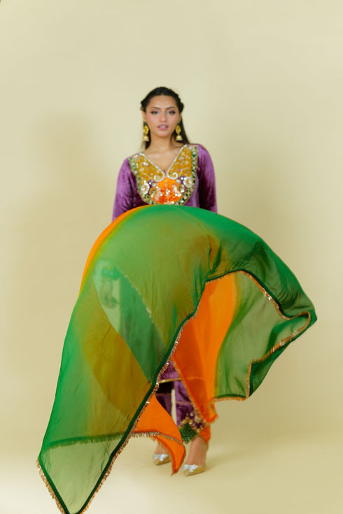 Noorani Velvet Suit Set