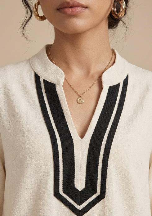 Contrast Trim Kaftan Midi Dress