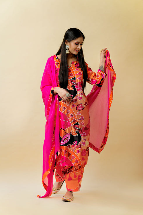 Protozoa Hand Embroidered Satin Silk Suit