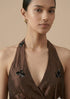 Sequined Halter Wrap Top and Trouser Set