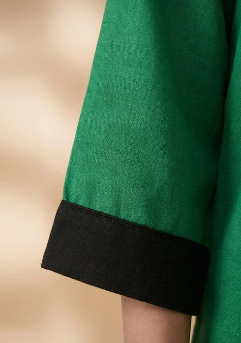Piped V-neck Monochrome Kurta Set