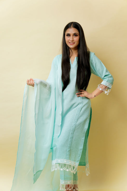 Lunar Pure Linen Comfort Suit, Powder Blue