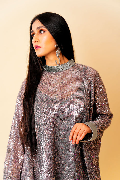 Startrail Drape Cape Top, Silver