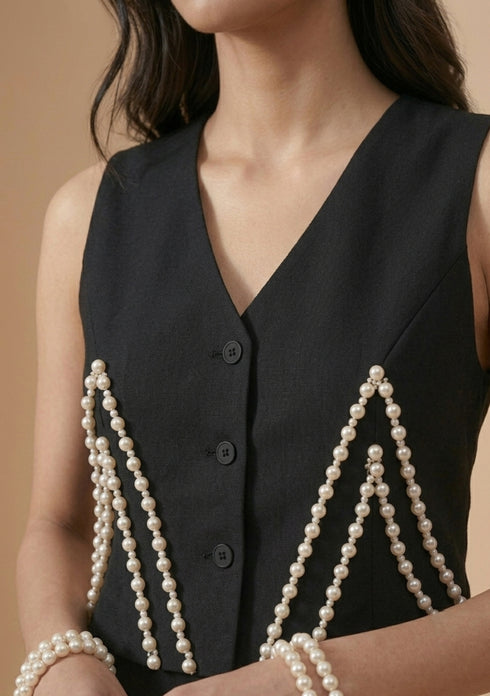 Pearl Embellished Waistcoat Set