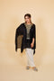 Drop Cut Drape Kaftan with Salwar, Black