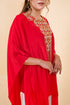 Drop Cut Drape Kaftan with Salwar, Red