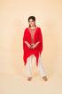 Drop Cut Drape Kaftan with Salwar, Red