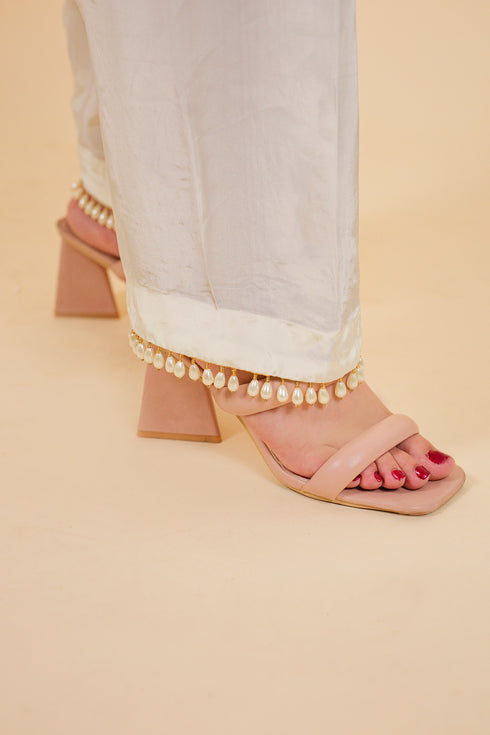 Drop Cut Drape Kaftan with Salwar, Red