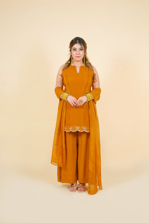 Halter Medallion Plazzo Set with Dupatta