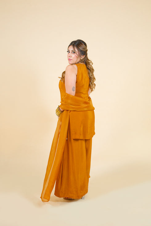 Halter Medallion Plazzo Set with Dupatta