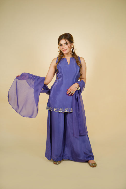 Halter Medallion Plazzo Set with Dupatta