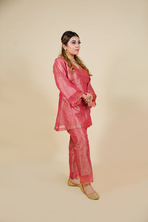 Wrinkled Whisper Kurta with Straight Pants