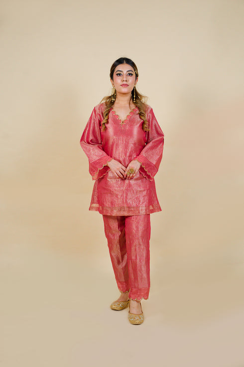 Wrinkled Whisper Kurta with Straight Pants