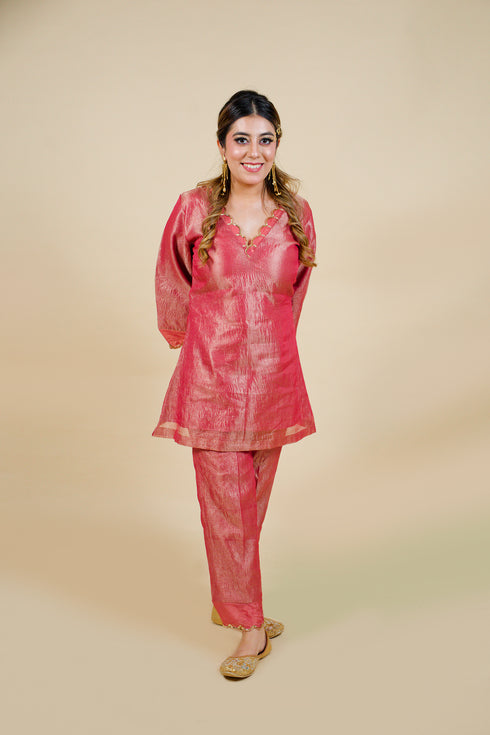 Wrinkled Whisper Kurta with Straight Pants
