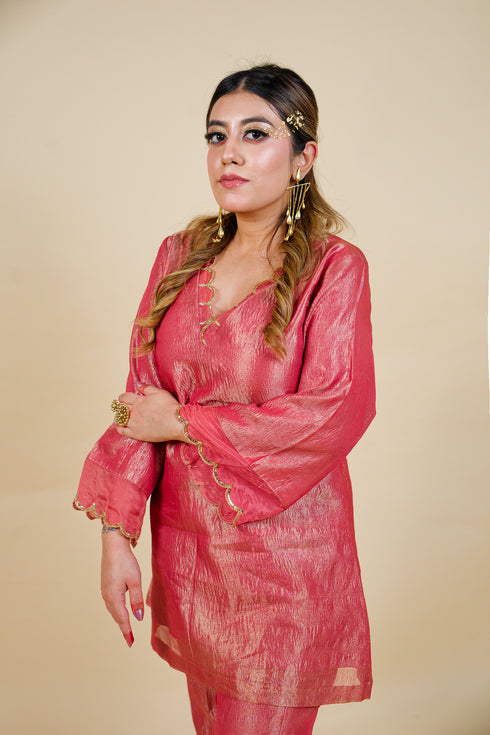 Wrinkled Whisper Kurta with Straight Pants