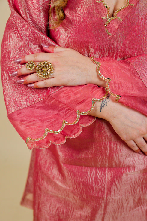 Wrinkled Whisper Kurta with Straight Pants