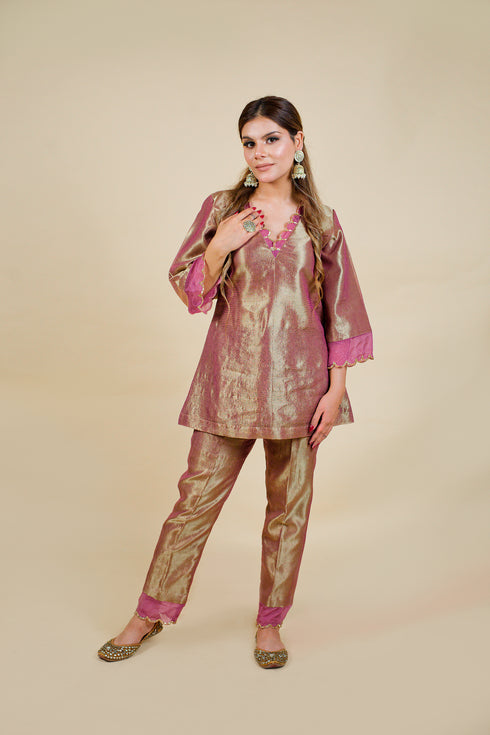 Wrinkled Whisper Kurta with Straight Pants