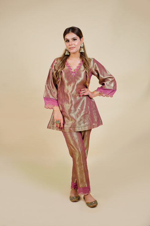 Wrinkled Whisper Kurta with Straight Pants